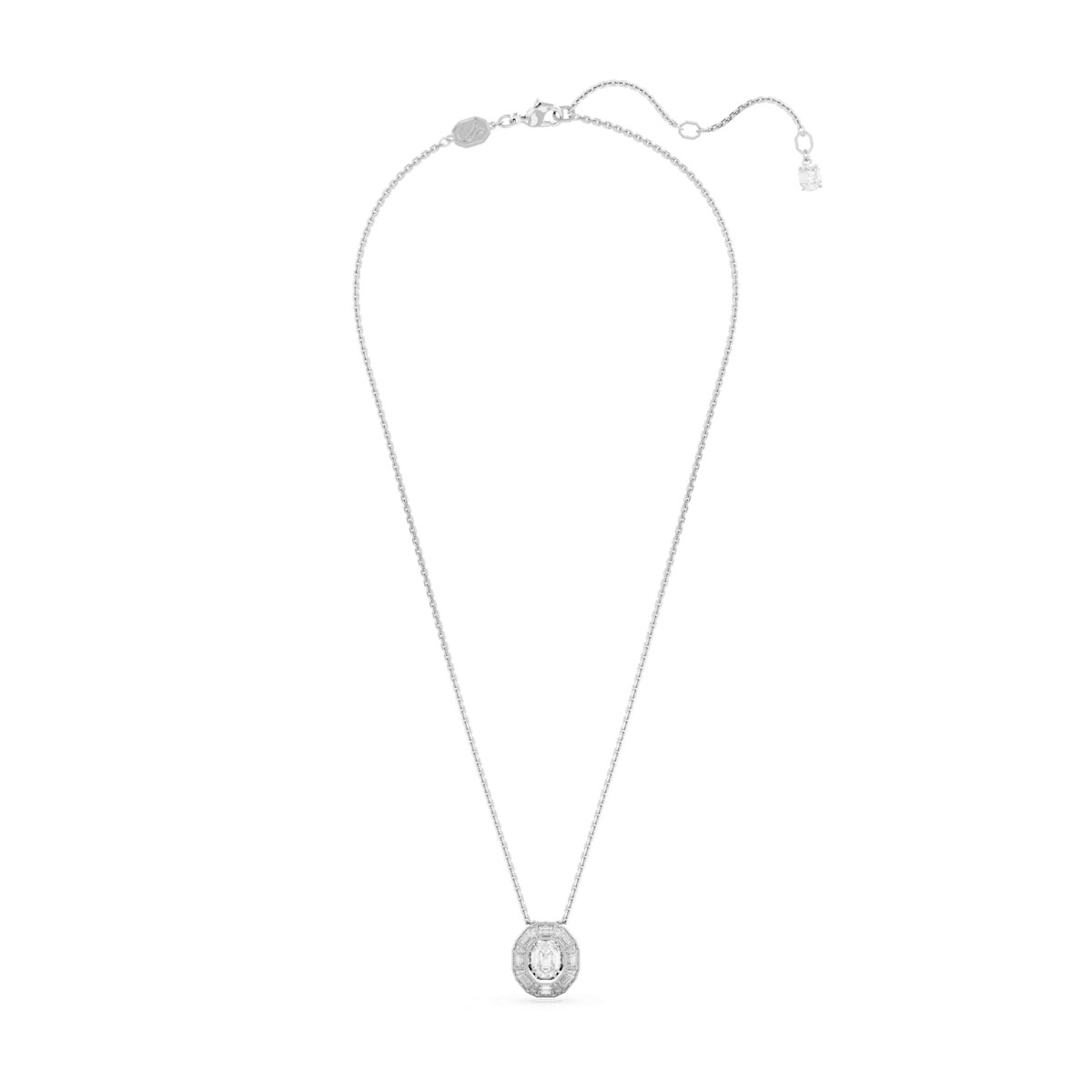 Swarovski Mesmera pendant, Octagon cut, White, Rhodium